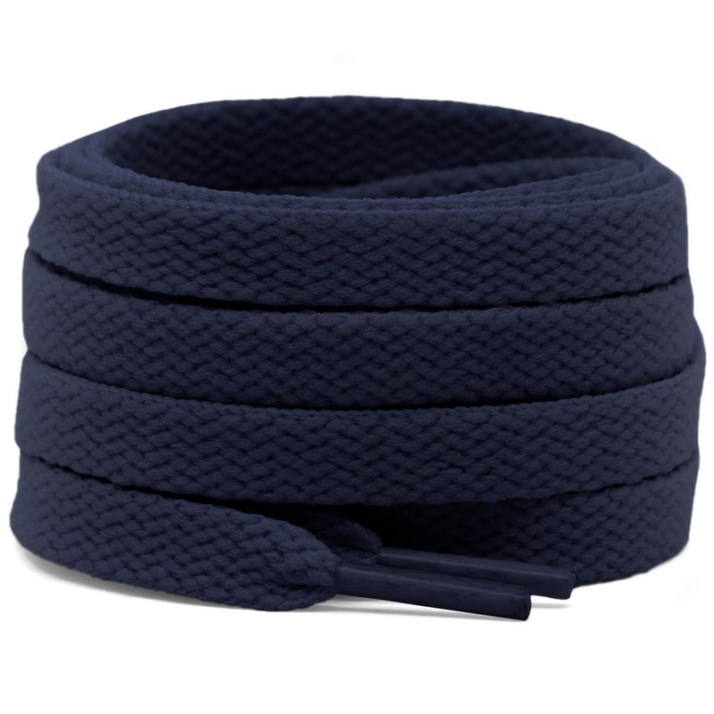 DELELE 2 Pair 51 inch Flat Shoe laces 5/16" Wide Shoelaces for Athletic Running Sneakers Shoes Boot Strings Navy - Image 1